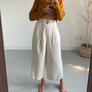 Cropped wide leg trousers
